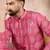 Men pink silk blend floral printed straight kurta