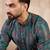 Men blue silk blend floral printed straight kurta
