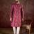 Men red silk blend floral printed straight kurta