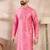 Men pink silk blend ethnic motifs printed straight kurta
