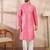 Men pink silk blend ethnic motifs printed straight kurta