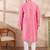 Men pink silk blend ethnic motifs printed straight kurta