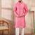 Men pink silk blend ethnic motifs printed straight kurta