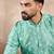 Men teal silk blend ethnic motifs printed straight kurta