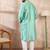 Men teal silk blend ethnic motifs printed straight kurta