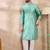 Men teal silk blend ethnic motifs printed straight kurta