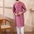 Men pink silk blend abstract printed straight kurta