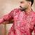 Men pink silk blend abstract printed straight kurta