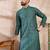 Men green silk blend ethnic motifs printed straight kurta