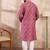 Men pink silk blend ethnic motifs printed straight kurta