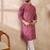 Men pink silk blend ethnic motifs printed straight kurta