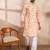 Men orange silk blend solid embroidered straight kurta