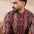 Men maroon silk blend abstract printed straight kurta