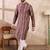 Men maroon silk blend abstract printed straight kurta