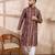 Men maroon silk blend abstract printed straight kurta