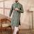 Men green silk blend abstract printed straight kurta