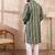 Men green silk blend abstract printed straight kurta