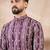 Men purple silk blend abstract printed straight kurta