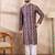 Men purple silk blend abstract printed straight kurta