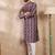 Men purple silk blend abstract printed straight kurta