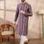 Men purple silk blend abstract printed straight kurta