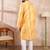 Men yellow silk blend ethnic motifs printed straight kurta