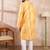 Men yellow silk blend ethnic motifs printed straight kurta