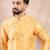 Men yellow silk blend ethnic motifs printed straight kurta