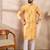 Men yellow silk blend ethnic motifs printed straight kurta