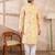 Men yellow silk blend abstract printed straight kurta