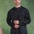 Men black cotton bandhani printed straight short kurta