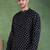 Men black cotton bandhani printed straight short kurta