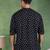 Men black cotton bandhani printed straight short kurta