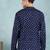 Men blue cotton bandhani printed straight short kurta