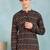 Men black cotton ikat printed straight short kurta