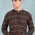 Men black cotton ikat printed straight short kurta