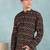 Men black cotton ikat printed straight short kurta