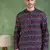 Men blue cotton geometric printed straight short kurta