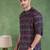 Men blue cotton geometric printed straight short kurta