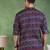 Men blue cotton geometric printed straight short kurta