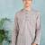 Men beige cotton geometric printed straight short kurta