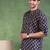Men blue cotton floral printed straight short kurta