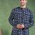 Men blue viscose rayon chevron printed straight short kurta