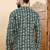 Mens green viscose rayon chevron printed ethnic straight short kurta