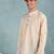 Men off white cotton geometric printed straight short kurta