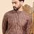 Mens brown cotton geometric printed ethnic straight short kurta