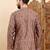 Mens brown cotton geometric printed ethnic straight short kurta