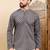 Mens grey cotton floral printed ethnic straight short kurta