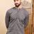 Mens grey cotton floral printed ethnic straight short kurta