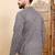 Mens grey cotton floral printed ethnic straight short kurta